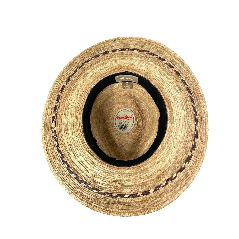 Hemlock Hat Madero Fedora 100% Palm Straw Hat Size XL unisex toast tan boho